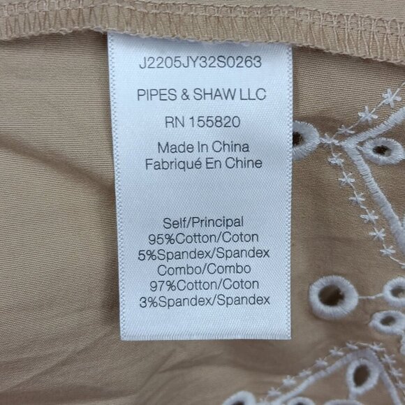 VERONICA BEARD JEANS Women's Amaia Midi Dress Eyelet Cotton Khaki White Size M - Picture 9 of 9